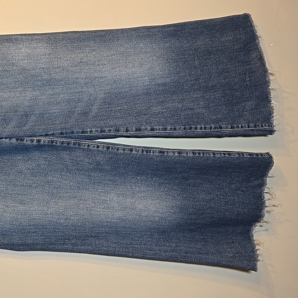 Frame Le Palazzo Ankle Super Strech Wide-Leg Raw Hem Cotton Denim Jeans - Picture 6 of 14